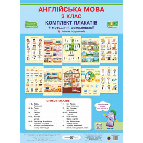 Комплект таблиць з англійської мови 3 клас  до чинних підручників - Вітушинська Н., Косован О.